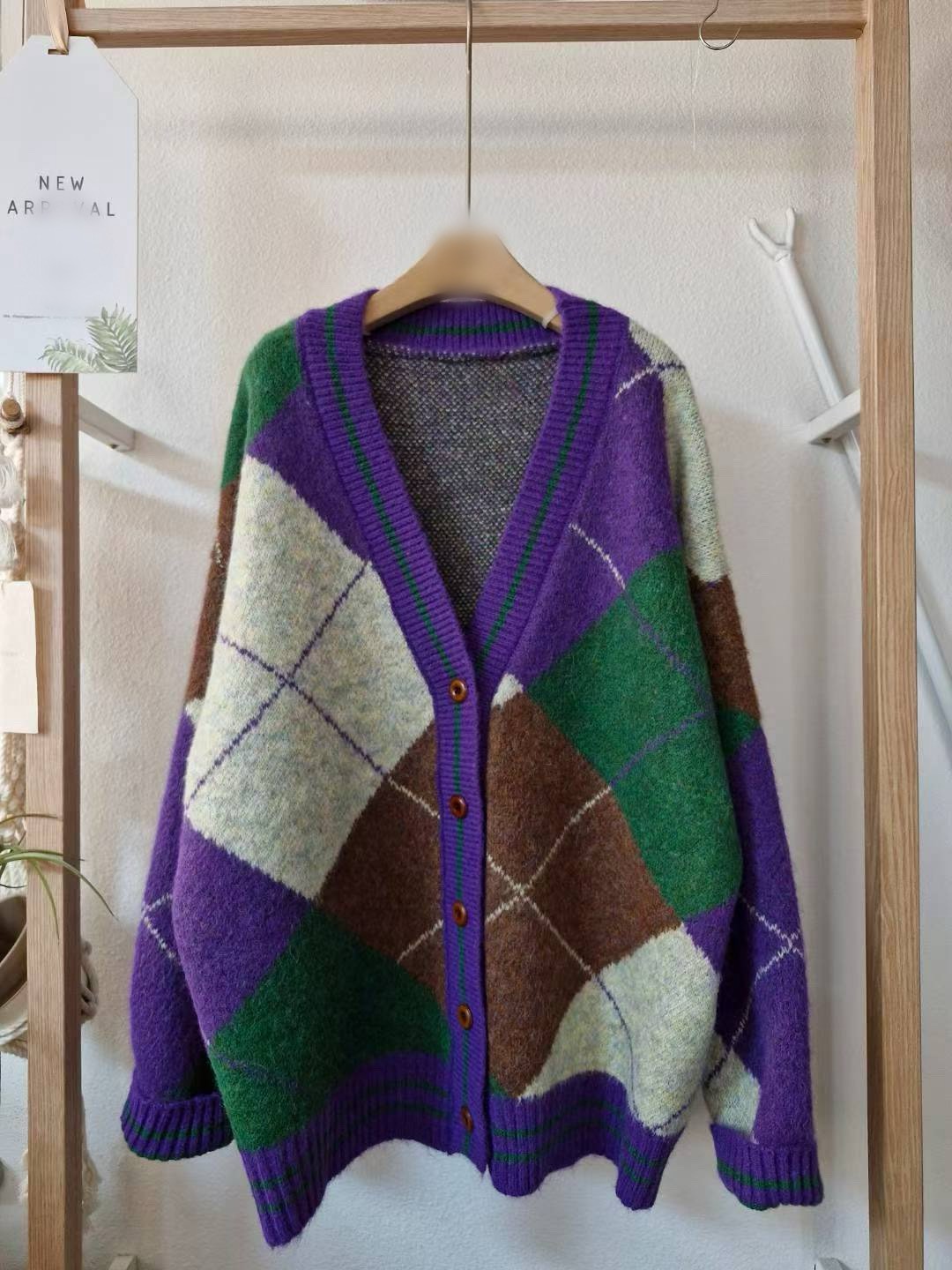 10A204 菱格紋針織外套