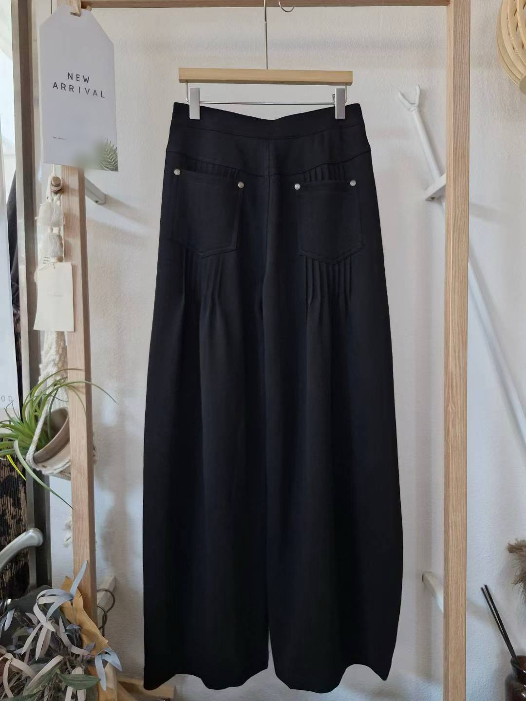 10A202 雙扣棉長寬褲