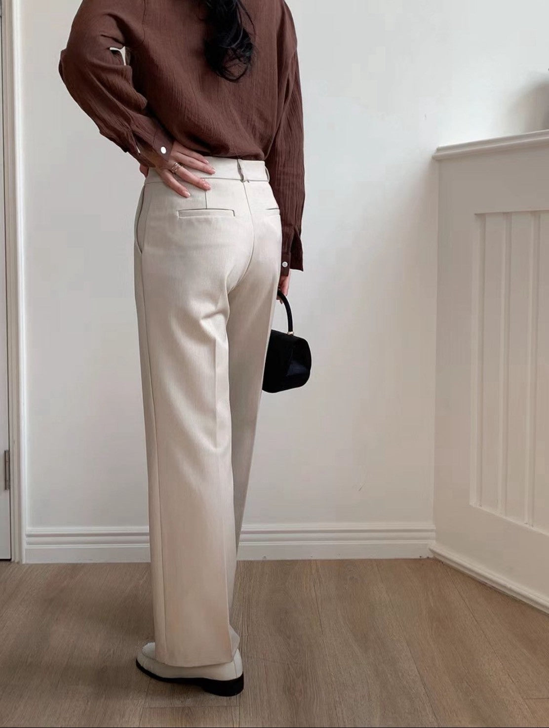 10D204 隱形扣直筒彈性西裝褲