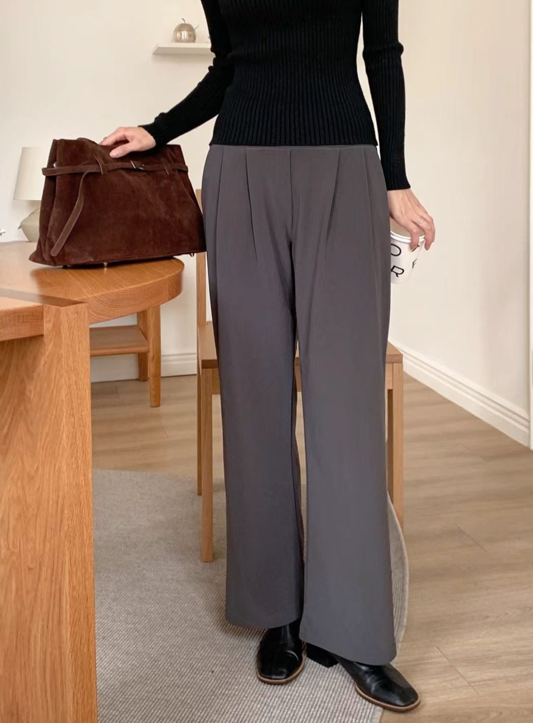 10D207 收腹打折中寬褲