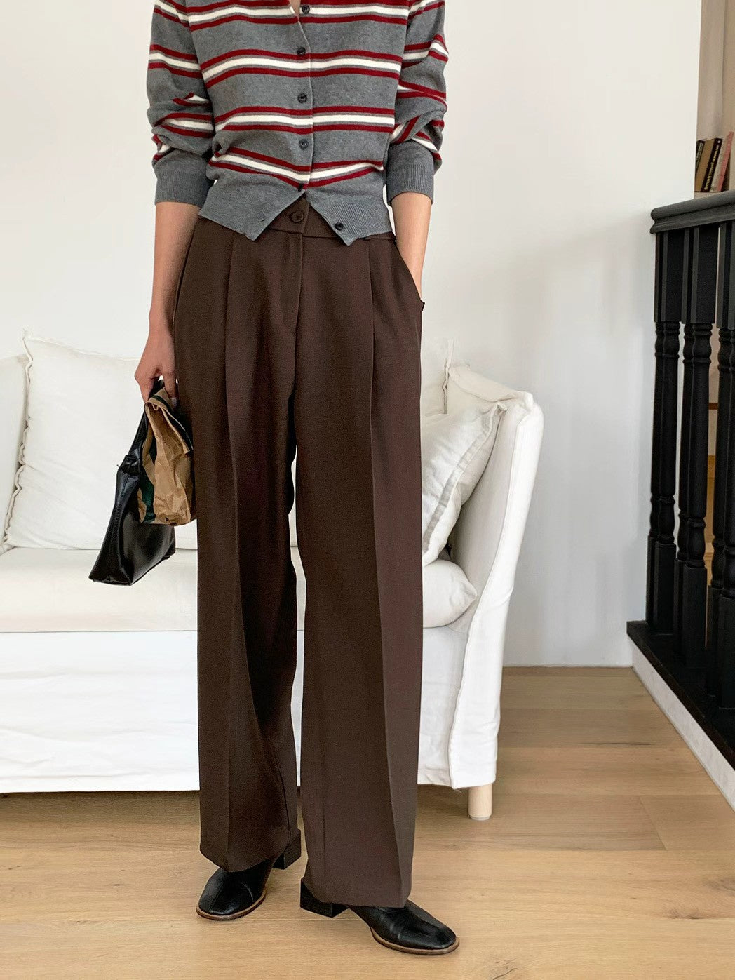 10D208 單扣打折西裝中寬褲