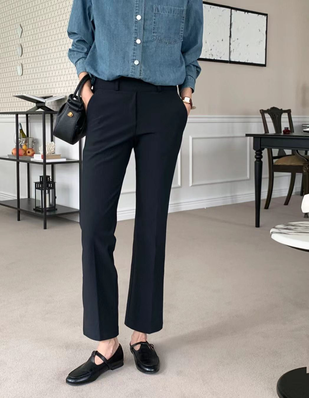 10D210 9分收腹小喇叭褲