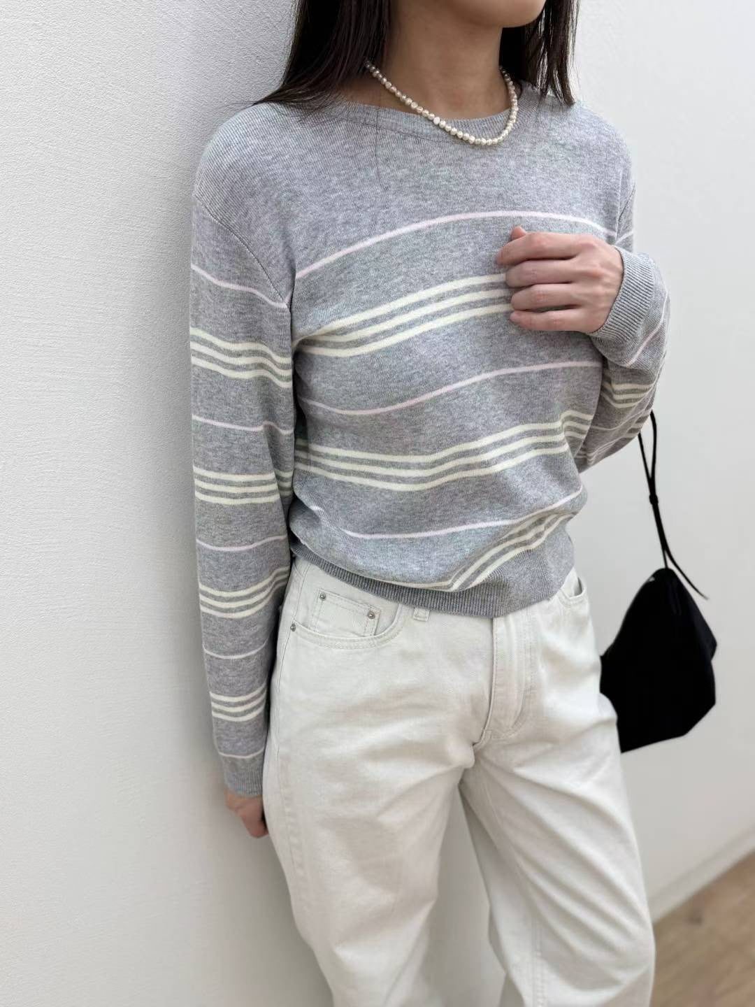 10C208 粗細橫條圓領針織衫