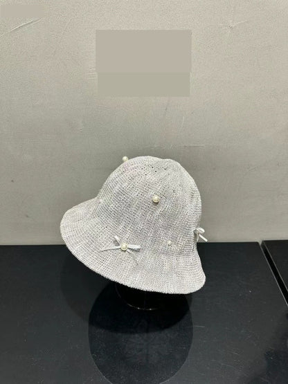 3D208 珍珠蝴蝶結漁夫帽