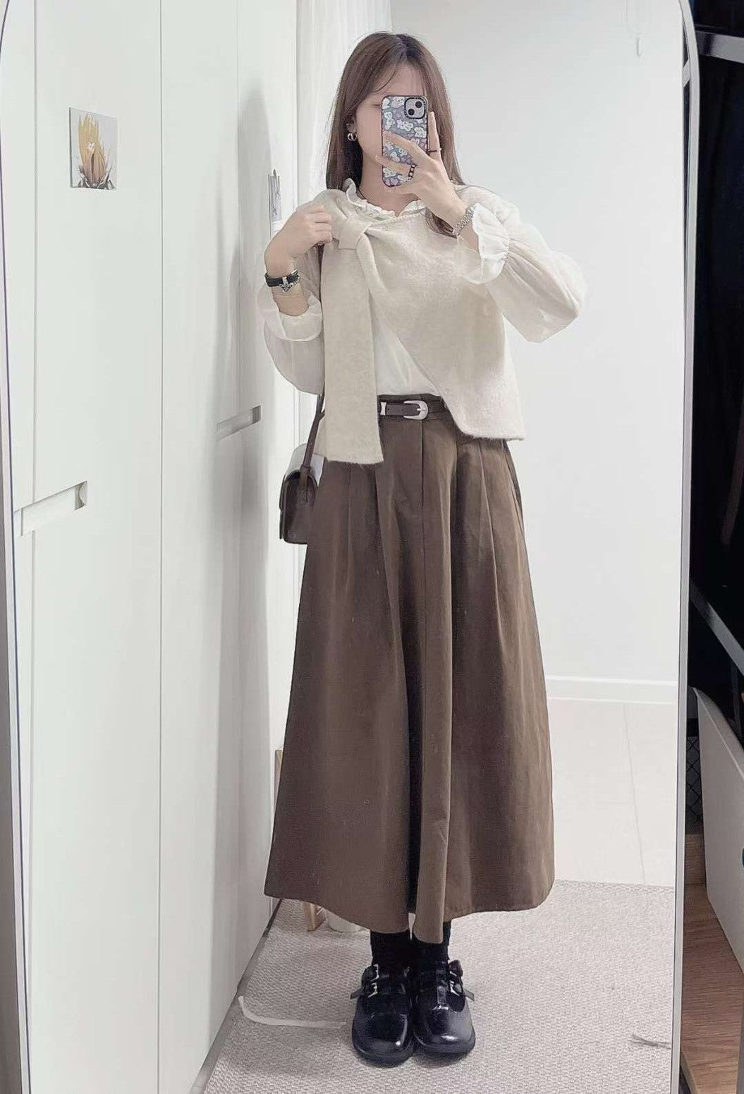 10D108 皮帶+長A字裙(後鬆緊腰)