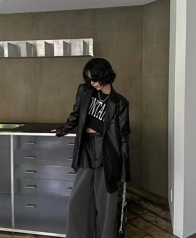 JK1875 皮質西裝外套