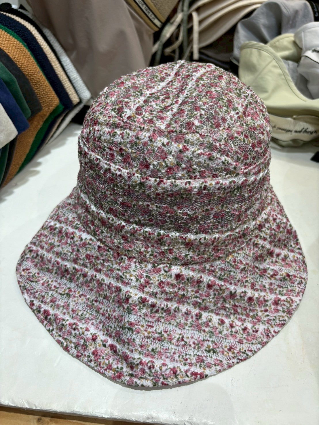 6D205 小碎花網紗漁夫帽