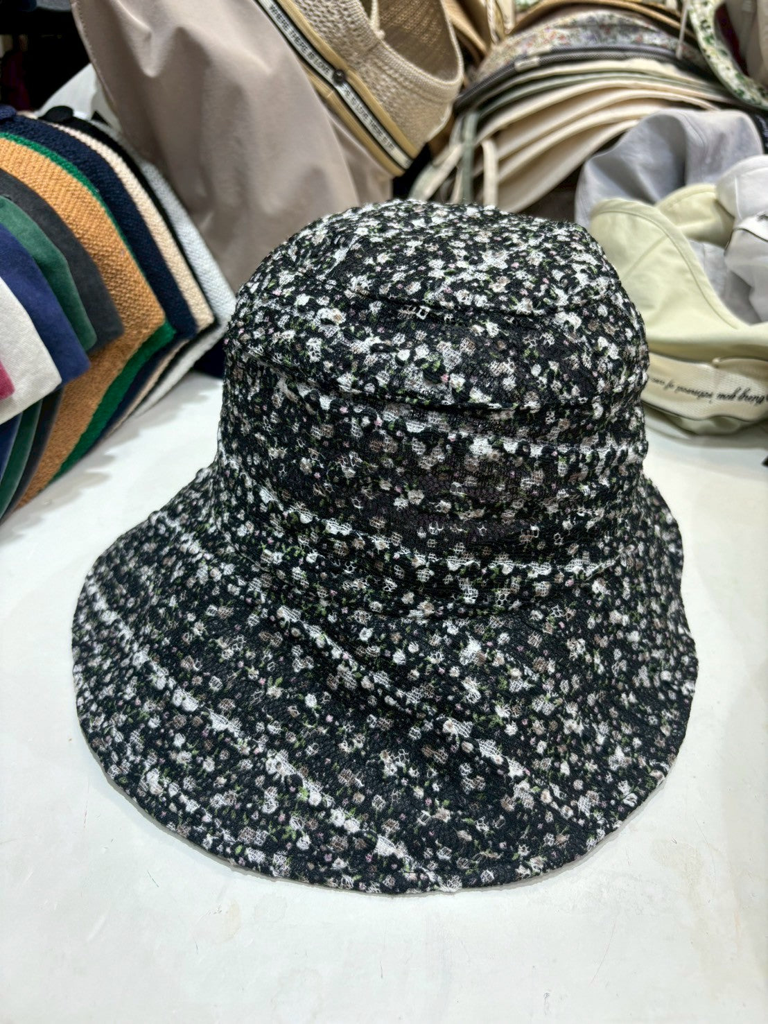 6D205 小碎花網紗漁夫帽
