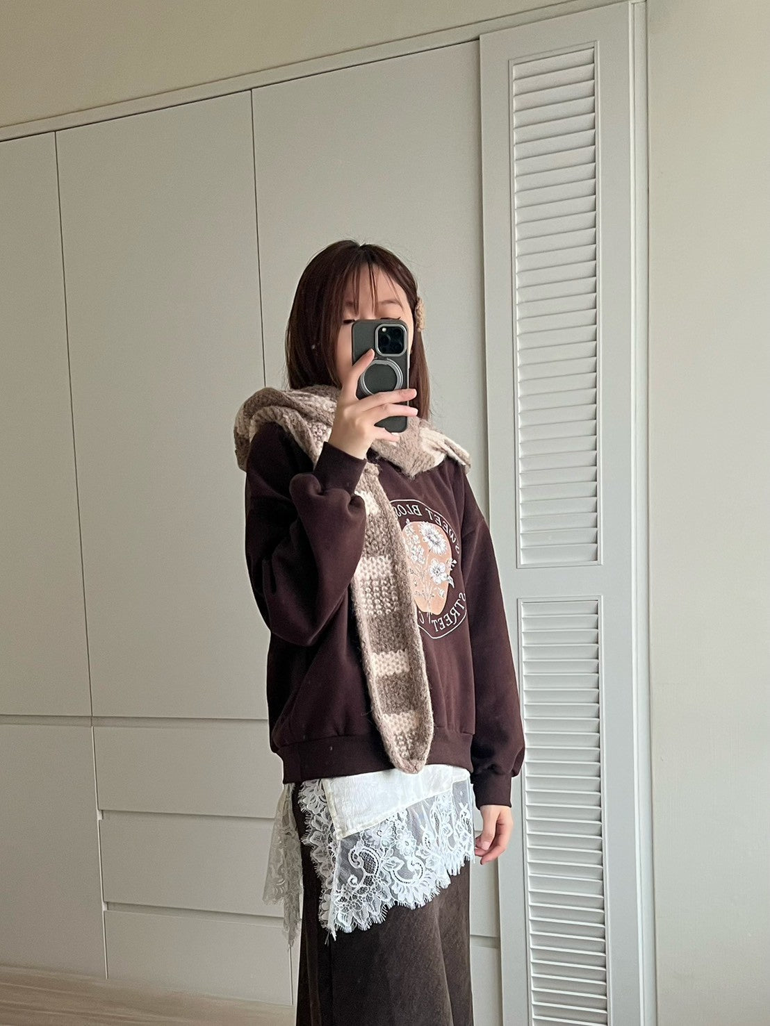 12C207 條紋披巾毛帽