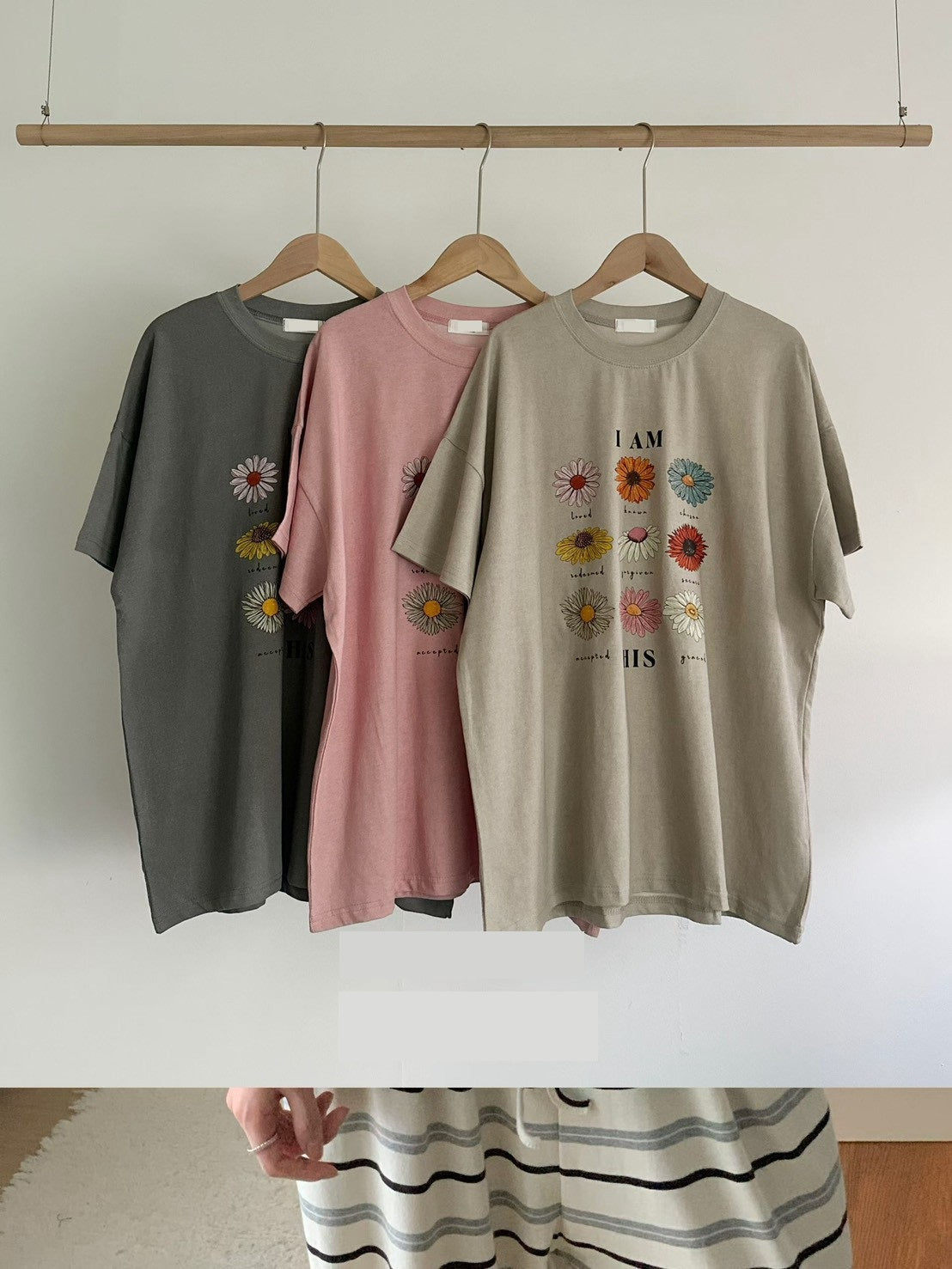 TS915 九宮格花朵長版短T