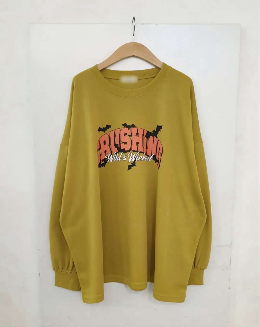 9A204 Crushing袖縮口寬T