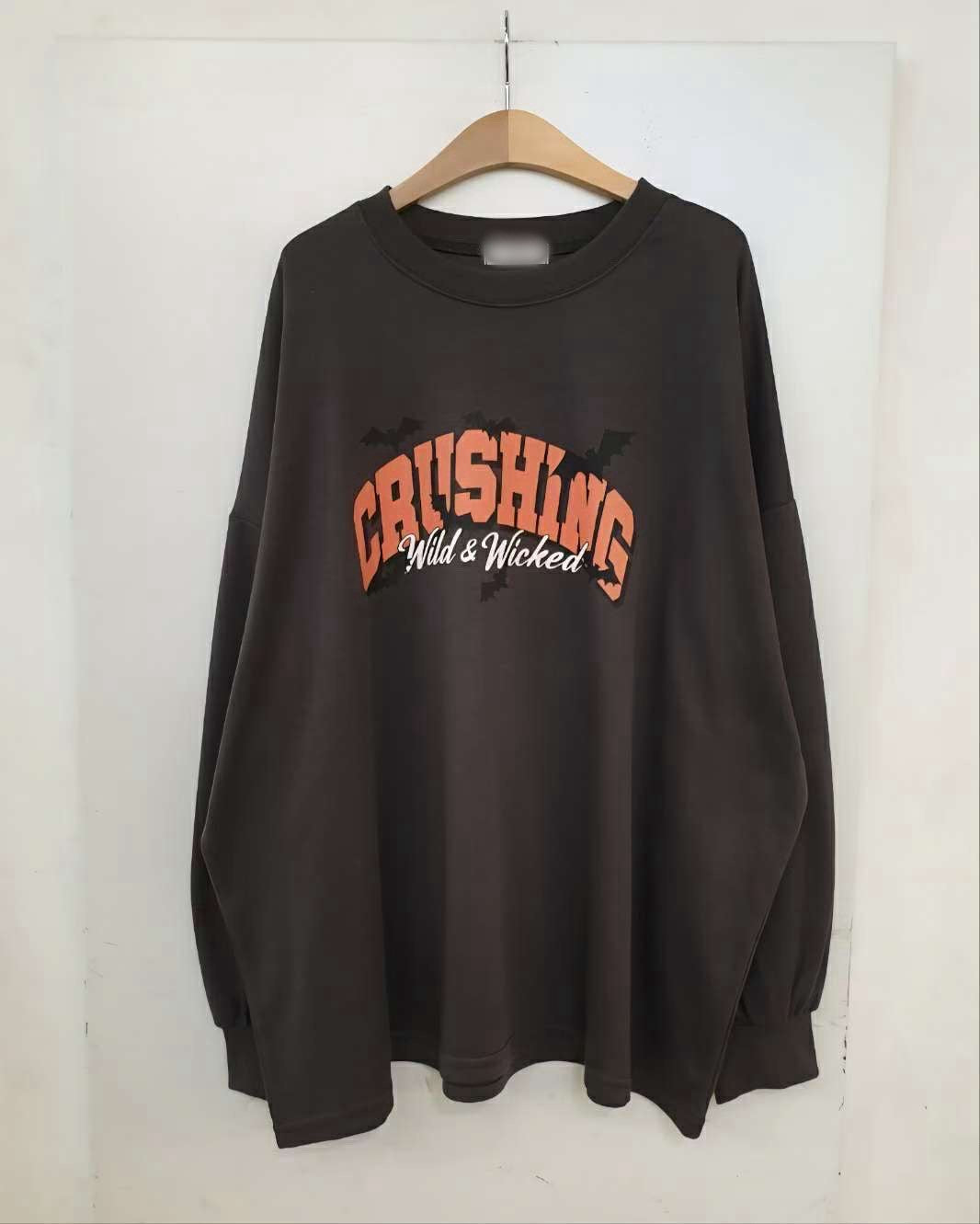 9A204 Crushing袖縮口寬T