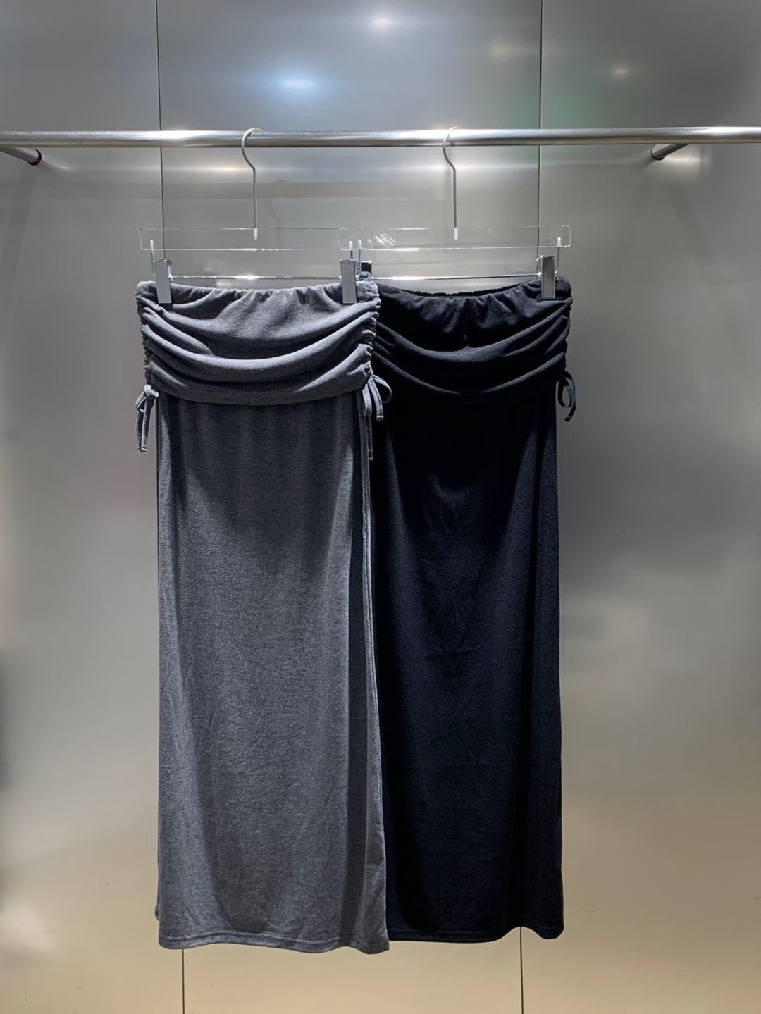 9C203 腰收折雙層舒服綿長裙