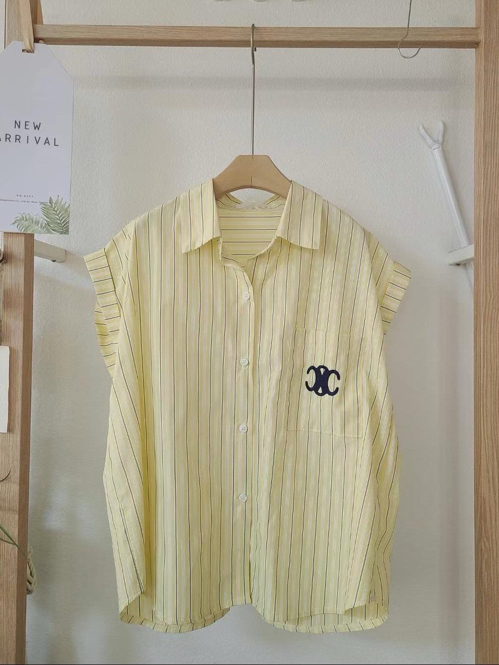 6C314 LOGO直紋小包袖襯衫