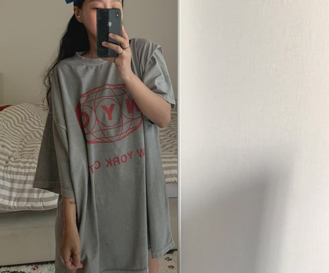 TS1763 NYC水洗寬T