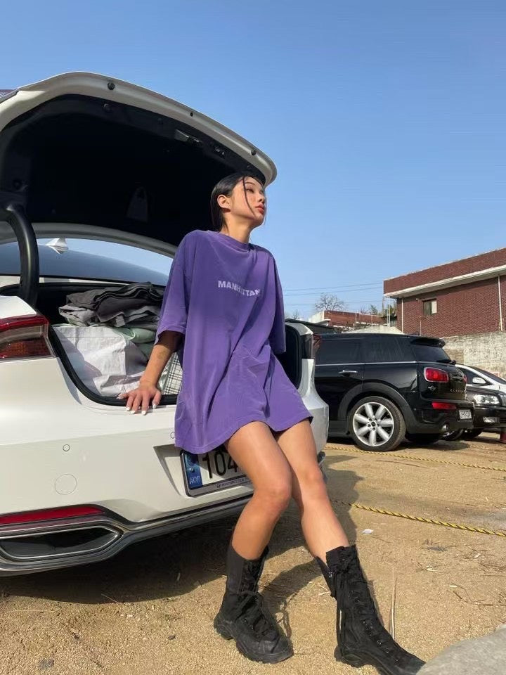 TS1764 簡約字母水洗寬T