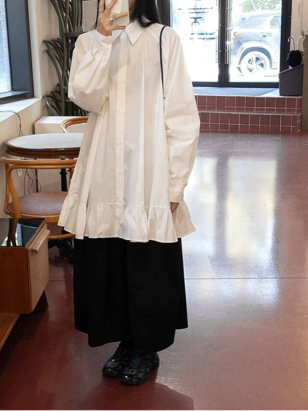 DS3512 下荷葉襯衫洋裝