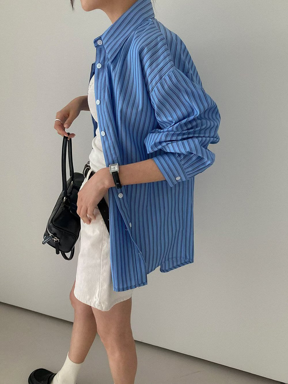 SH528 直紋長袖襯衫