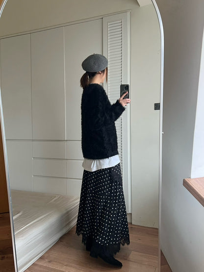 SW660 毛鬚感v領毛衣