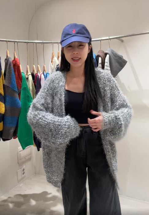 1B204 棉花糖鬚鬚感長版外套