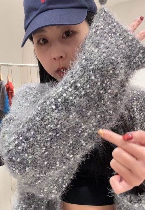 1B204 棉花糖鬚鬚感長版外套