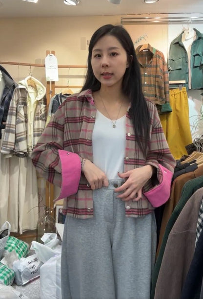 10A201 燈心絨格紋襯衫外套