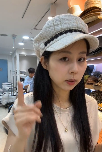 9B311 格紋毛呢報童帽