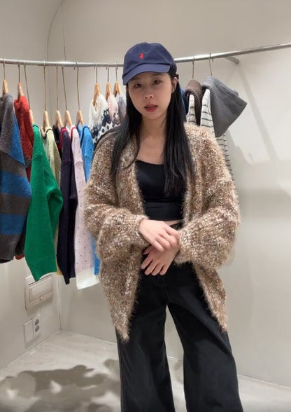 1B204 棉花糖鬚鬚感長版外套