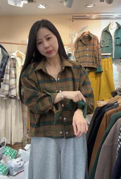 10A201 燈心絨格紋襯衫外套