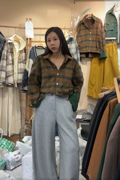 10A201 燈心絨格紋襯衫外套