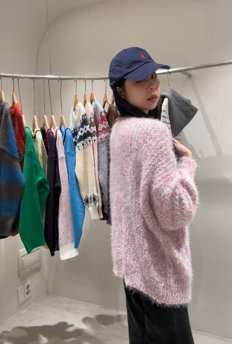 1B204 棉花糖鬚鬚感長版外套