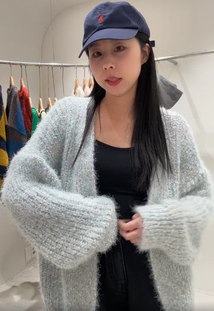 1B204 棉花糖鬚鬚感長版外套