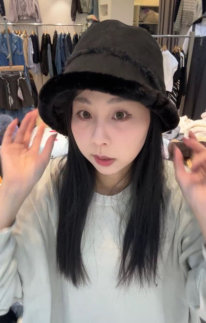 1C201 兩面戴麂皮內刷毛漁夫帽