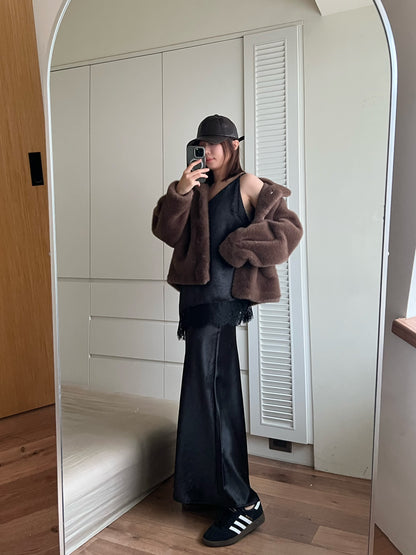 ST4528 細帶拚蕾絲緞面背心