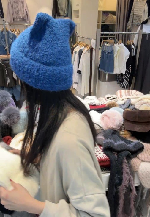 1C202 貓耳多反摺毛帽