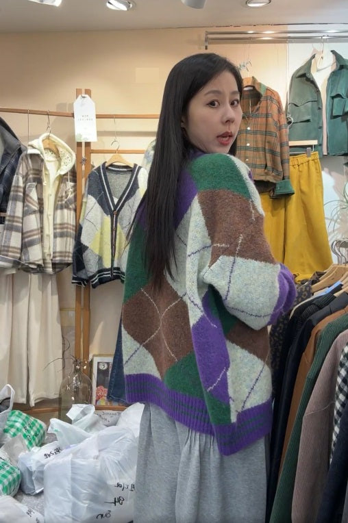 10A204 菱格紋針織外套