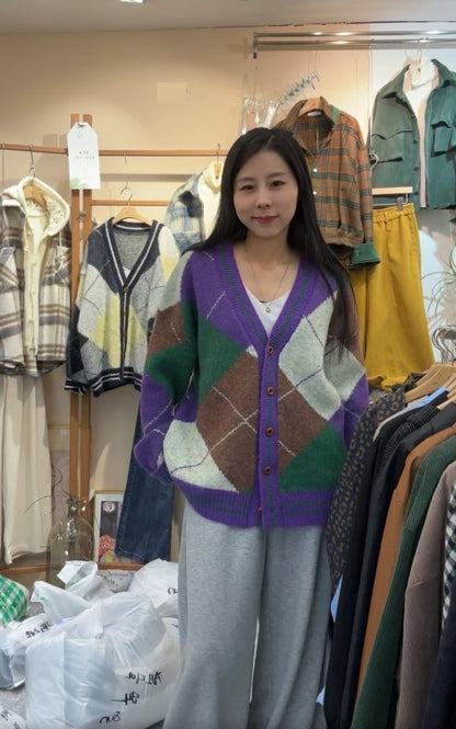 10A204 菱格紋針織外套