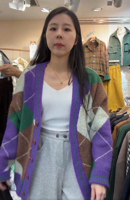 10A204 菱格紋針織外套