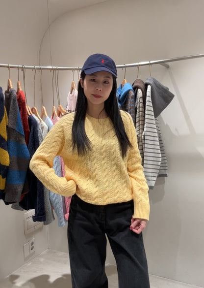 1B207 圓領麻花紋微鬆份毛衣