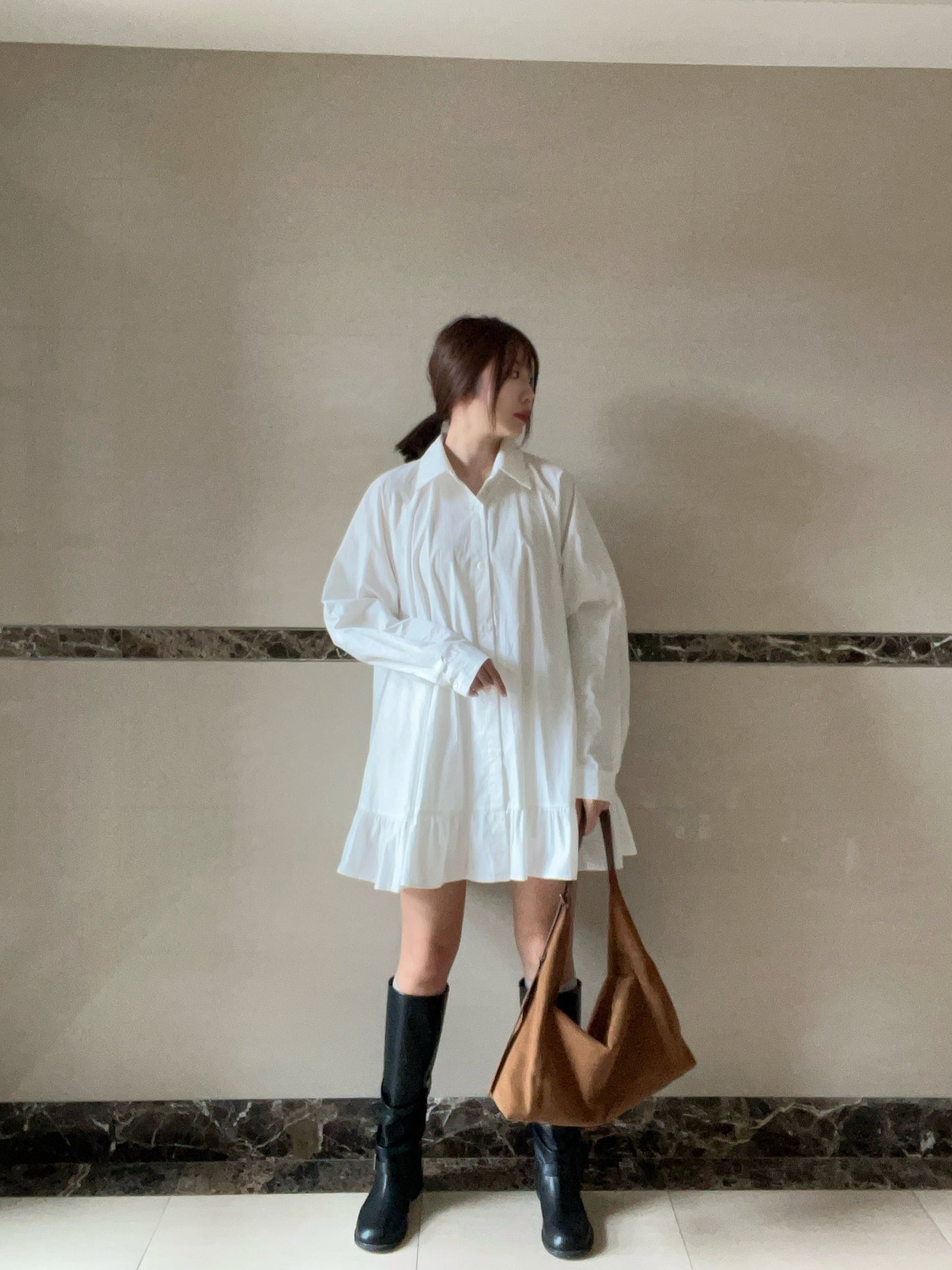 DS3512 下荷葉襯衫洋裝