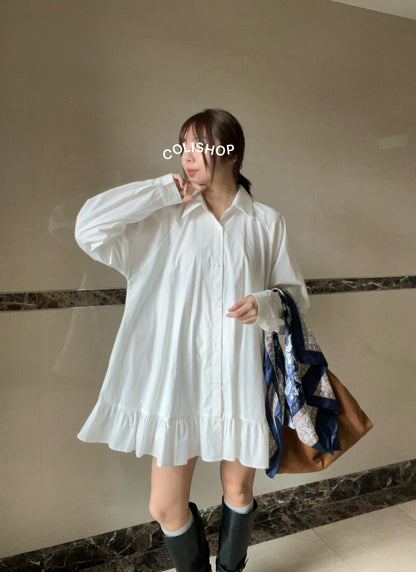 DS3512 下荷葉襯衫洋裝