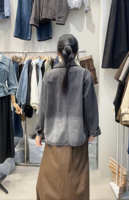 9A111 漸層工裝感單寧外套