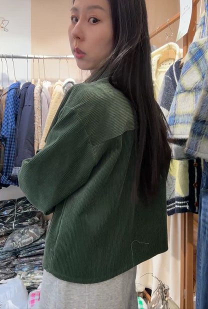 10A209 挺料燈心絨口袋襯衫