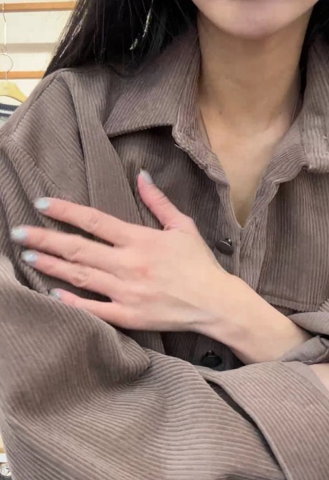 10A209 挺料燈心絨口袋襯衫