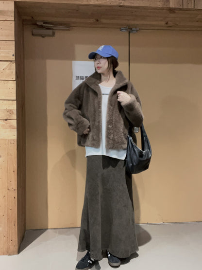 KL1046 絨面魚尾長裙