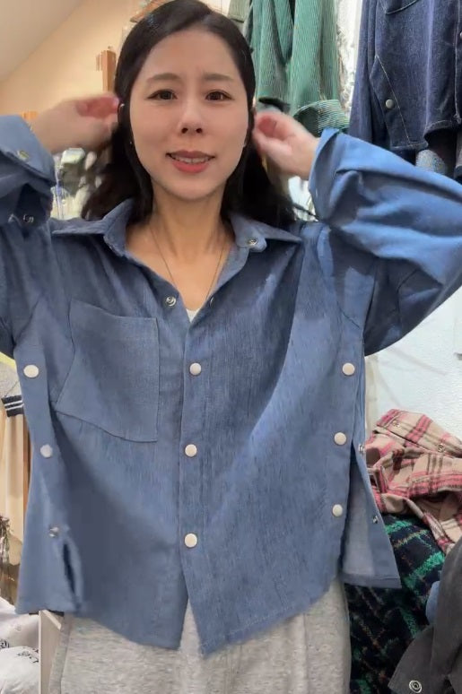 10A214 單寧側扣設計襯衫