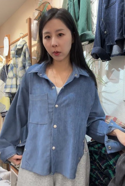 10A214 單寧側扣設計襯衫