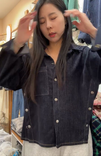 10A214 單寧側扣設計襯衫