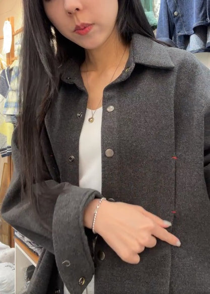 10A216 毛呢壓線剪裁襯衫