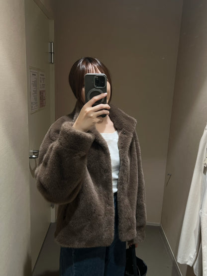JK1879 翻領皮草外套